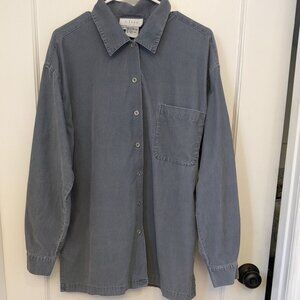 J.Jill  Gray Corduroy Shirt Tunic 100% Cotton Button Front  Womens Large